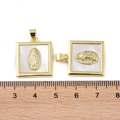 Rack Plating Brass Micro Pave Clear Cubic Zirconia Pendants KK-K341-44G-02-1