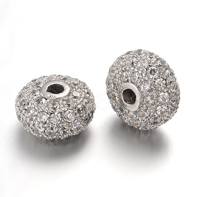 Brass Micro Pave Cubic Zirconia Beads ZIRC-L037-63P-FF-1