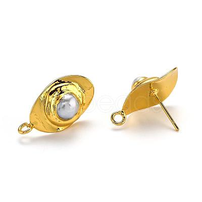 Natural Cultured Freshwater Pearl Stud Earring Findings KK-G398-12G-1