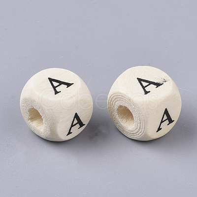 Printed Natural Wood Beads X-WOOD-T026-001A-1