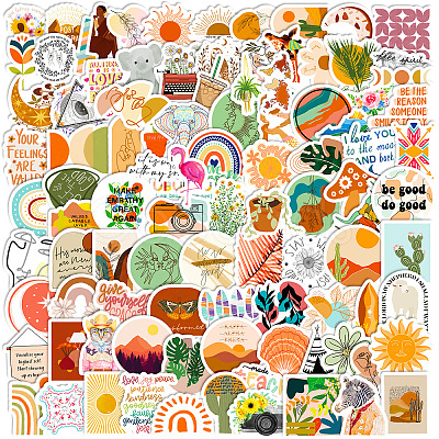 100Pcs Boho Style PVC Self-Adhesive Stickers X-PW-WG40245-01-1