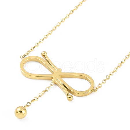 Ion Plating(IP) 304 Stainless Steel Bowknot Pendant Necklaces for Women NJEW-K276-28G-1