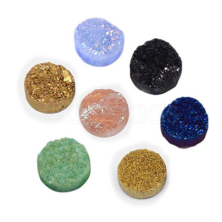 Electroplate Natural Druzy Crystal Cabochons G-L047-30mm-M-1