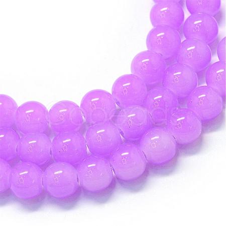 Baking Painted Imitation Jade Glass Round Bead Strands DGLA-Q021-6mm-44-1