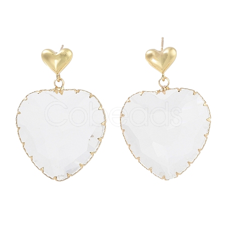 Glass Heart Dangle Stud Earrings EJEW-Q800-17A-KCG-1