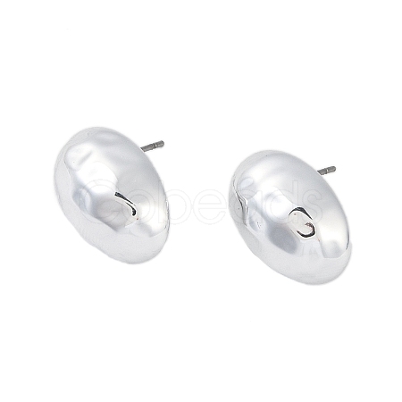 Oval CCB Plastic Stud Earrings for Women EJEW-Q382-01P-1