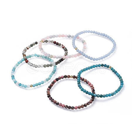 Natural Mixed Gemstone Stretch Bracelets BJEW-JB04556-1