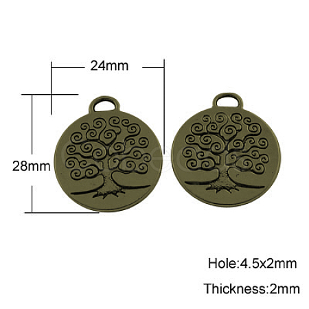 Tibetan Style Alloy Tree of Life Pendants TIBEP-19040-AB-NR-1