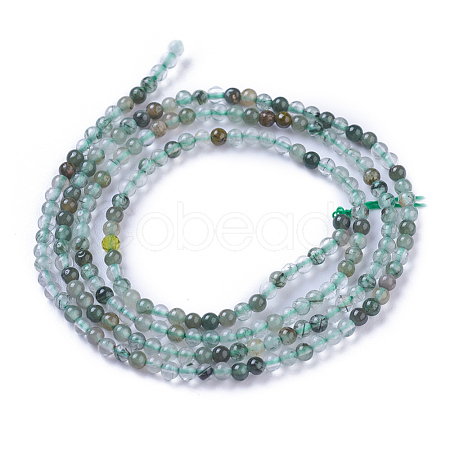 Natural Green Rutilated Quartz Beads Strands X-G-P433-31-1