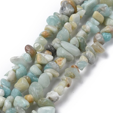 Natural Flower Amazonite Chips Beads Strands G-M205-12-1