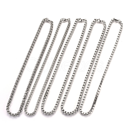 304 Stainless Steel Box Chains Necklaces NJEW-F242-17P-1