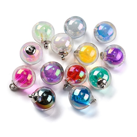 AB Color Resin Round Pendants RESI-U002-02-1