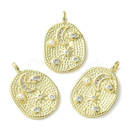 Rack Plating Brass Micro Pave Cubic Zirconia Pendants KK-K332-07G-1