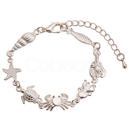 Alloy Link Bracelets BJEW-Q695-02MS-NR-1