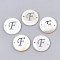 Freshwater Shell Links connectors, with Brass Findings, Flat Round, Platinum, Letter.F, 20~21x3mm, Hole: 1.2mm