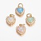 Brass Micro Pave Cubic Zirconia Charms, with Synthetic Opal, Heart, Golden, Mixed Color, 14x11.5x5mm, Hole: 4mm