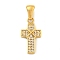 Ion Plating(IP) 304 Stainless Steel Cubic Zirconia Pendants, Cross Charm, Golden, 18.5x10x2.5mm, Hole: 6x3mm