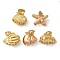 5Pcs 5 Styles Ocean Theme Alloy Claw Hair Clips, with Imitation Pearl Beads, Shell & Starfish & Conch & Leaf & Skull Hand, Matte Gold Color, 18~23x21~26.5x19~25mm, 1pc/style