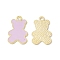 Alloy Enamel Pendants, Bear Charm, Golden, Plum, 20.5x13x1mm, Hole: 1.7mm