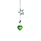 Metal Starfish Hanging Ornaments, Window Rainbow Maker, Glass Heart Hanging Suncatcher for Home Garden Porch Decoration, Lawn Green, 400mm