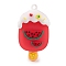 Ice Cream with Fruit PVC Plastic Pendants, Watermelon, 52.5x29.5x19mm, Hole: 3mm