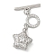 Brass Micro Pave Clear Cubic Zirconia Toggle Clasps, Star, Platinum, 31mm, Bar: 16x4x1mm, Hole: 1.2mm; Ring: 9x10x2mm, Hole: 1mm