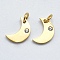 316 Surgical Stainless Steel Pendants, with Cubic Zirconia, Moon, Clear, Real 18K Gold Plated, 12x9x2mm, Hole: 3mm