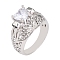 Alloy Rhinestone Wide Band Rings, Crystal, US Size 7(17.3mm)