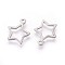 Tarnish Resistant 304 Stainless Steel Charms, Star, Stainless Steel Color, 13x11x0.8mm, Hole: 1mm