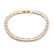 Brass Pave Clear Cubic Zirconia Rectangle Link Bracelets, Nickle Free, Long-Lasting Plated, Golden, 7-1/8 inch(18.2cm)