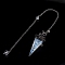 Resin Pointed Dowsing Pendulums, with Opalite Chips Inside and Brass Findings, Faceted Cone, 240mm