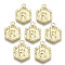 Alloy Pendants, Cadmium Free & Nickel Free & Lead Free, Hexagon with Letter, Real 18K Gold Plated, Letter.R, 17.5x13x2mm, Hole: 2mm