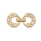 Brass Micro Pave Clear Cubic Zirconia Fold Over Clasps, Flower, Real 18K Gold Plated, 27x13.5x4.5mm, Hole: 4x1mm