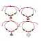 4Pcs 4 Style Christmas Theme Alloy Enamel Charm Bracelets Set, Glass Beaded Stackable Braided Bead Bracelets, Christmas Bell & Tree & Snowflake & Wreath, Mixed Color, Inner Diameter: 5/8~2-3/4 inch(1.7~7cm), 1Pc/style