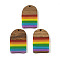 Pride Rainbow Theme Resin & Walnut Wood Pendants, Half Oval, Colorful, 38.5x22.5x3.5mm, Hole: 2mm