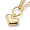 304 Stainless Steel Pendant Necklaces, with Lobster Claw Clasps, Cable & Curb Chains, Heart, Golden, 16.34 inch(41.5cm)