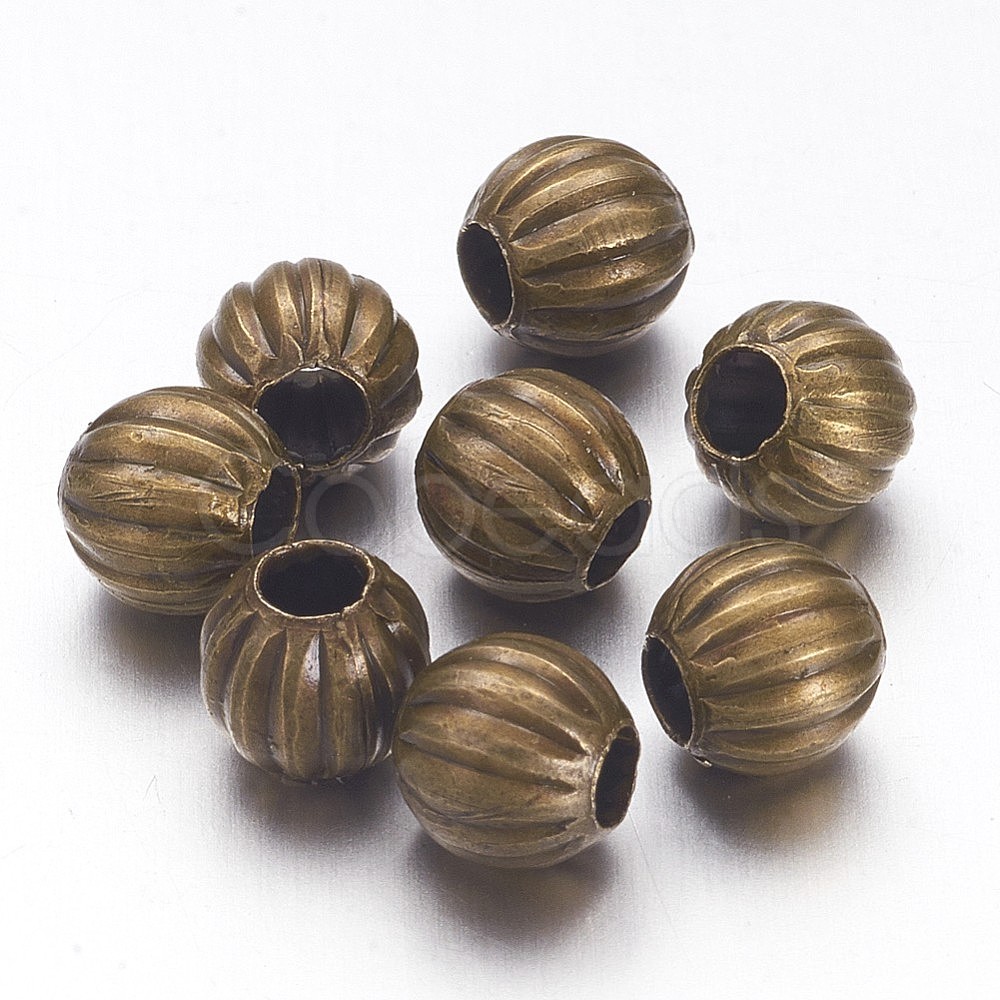 Cheap 6MM Antique Bronze Plated Round Iron Corrugated Spacer Beads ...