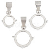 GOMAKERER 3Pcs 3 Styles Rhodium Plated 925 Sterling Silver Open Back Bezel Pendant Cabochon Settings STER-GO0001-22-1