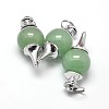 Platinum Tone Zinc Alloy Natural Green Aventurine Pendants G-F228-47J-FF-1