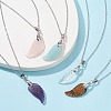 Natural Mixed Gemstone Wing Pendant Necklaces NJEW-JN04506-2