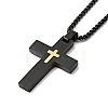 304 Stainless Steel Cross Pendant Nceklace with Box Chains for Men Women NJEW-E038-04EB-01-2