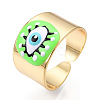 Enamel Horse Eye Open Cuff Rings RJEW-P042-01G-01-6