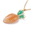 Natural Aventurine Braided Carrot Pendant Necklace NJEW-TA00036-4