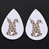 PU Leather Big Teardrop with Bunny Pendants FIND-T058-A38-2