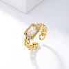 Golden Brass Micro Pave Cubic Zirconia Open Cuff Rings OP3974-2-1