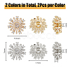 DICOSMETIC 4Pcs 2 Styles Brass & Alloy Micro Pave Clear Cubic Zirconia Shank Buttons DIY-DC0002-66-2