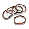Wood Beads Stretch Bracelets BJEW-JB03972-M-1
