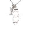 Handcuff with Word Freedom Alloy Pendant Necklace NJEW-JN04470-3