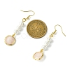 Shell Pearl & Natural Rose Quartz Dangle Earrings EJEW-JE05995-3