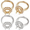 Beebeecraft 4Pcs 2 Colors Adjustable Brass Micro Pave Clear Cubic Zirconia Flower Adjustable Ring Components ZIRC-BBC0001-93-1
